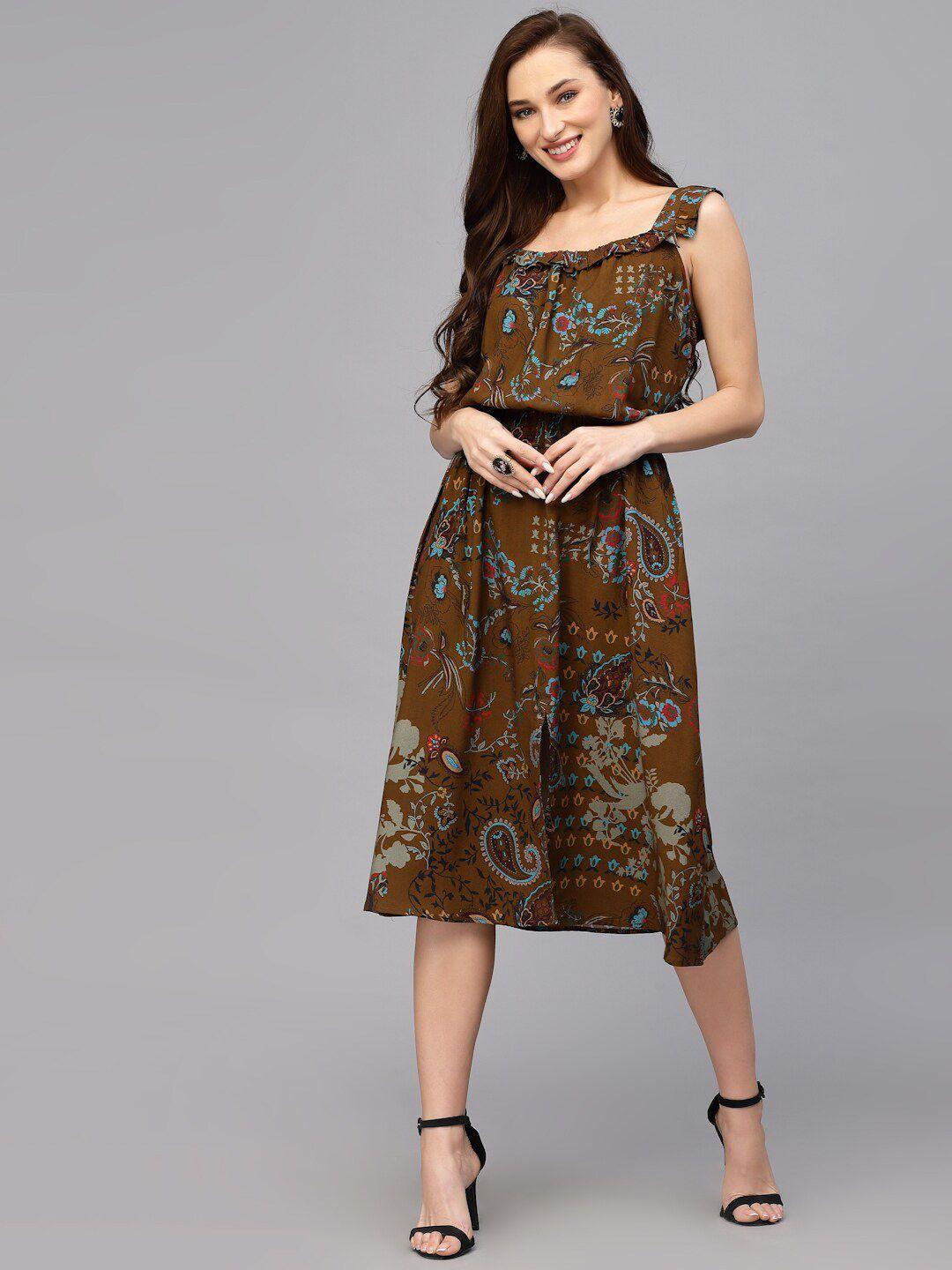 valbone floral printed sleeveless georgette a-line midi dress
