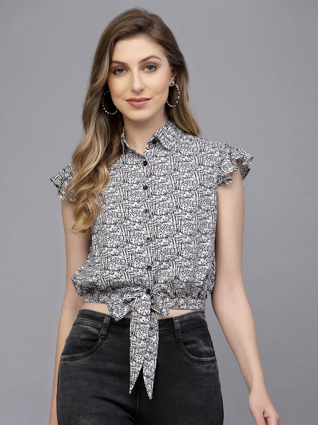 valbone geometric printed shirt style top