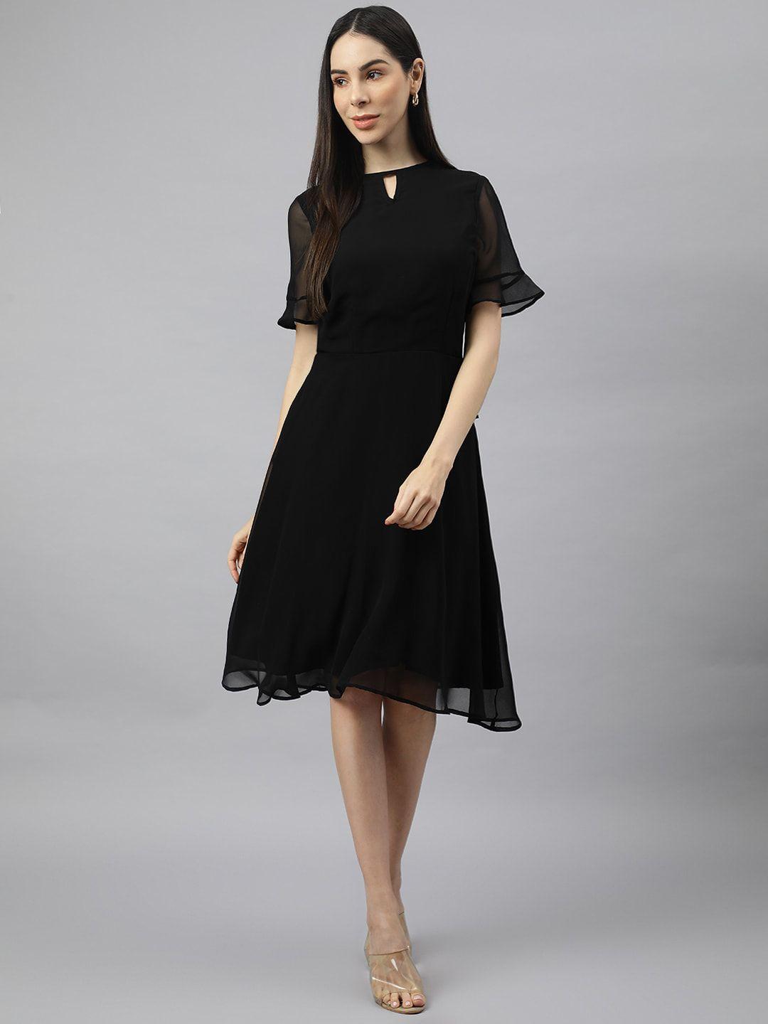 valbone keyhole neck georgette midi dress