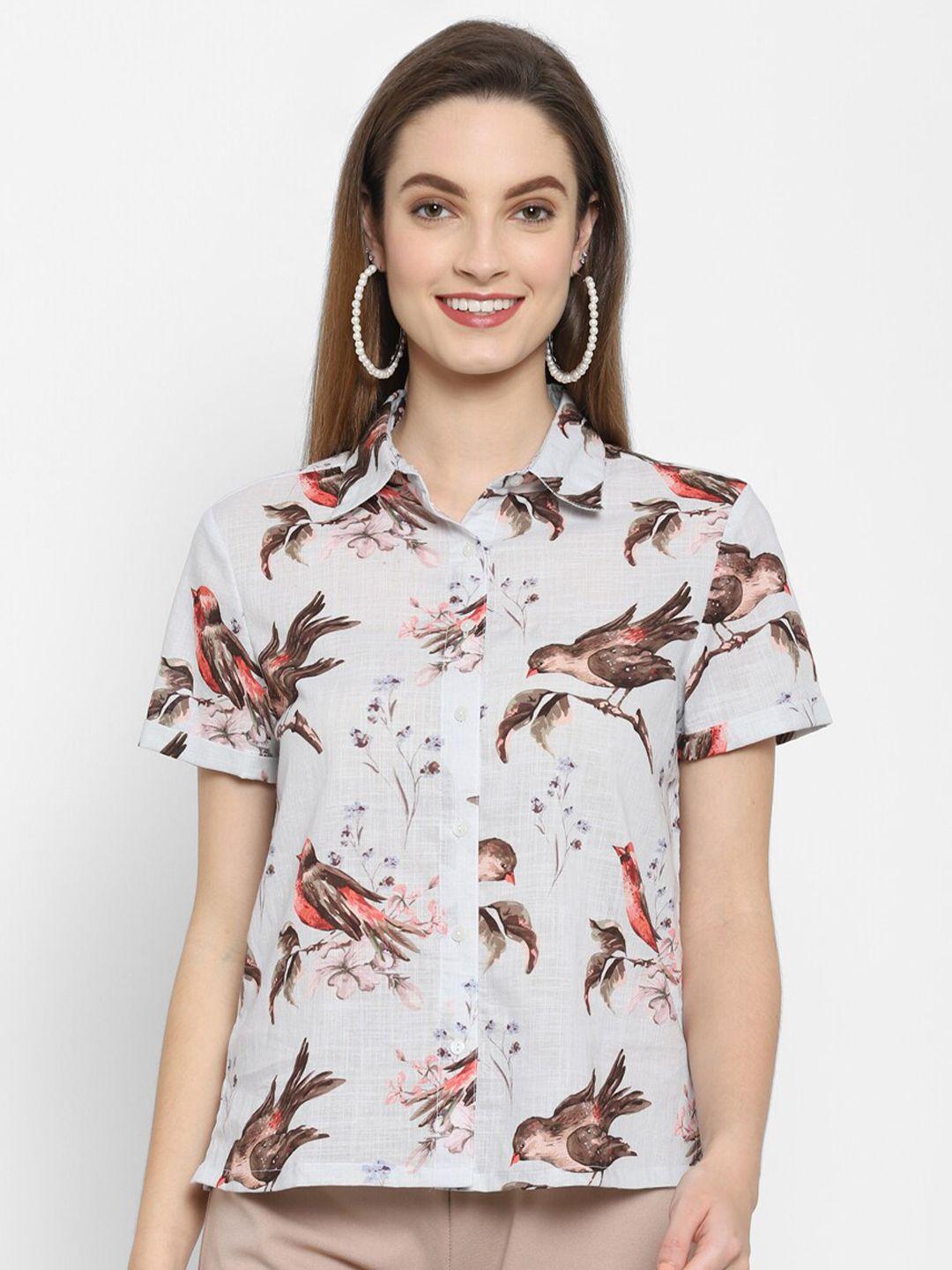 valbone women floral printed pure cotton casual shirt
