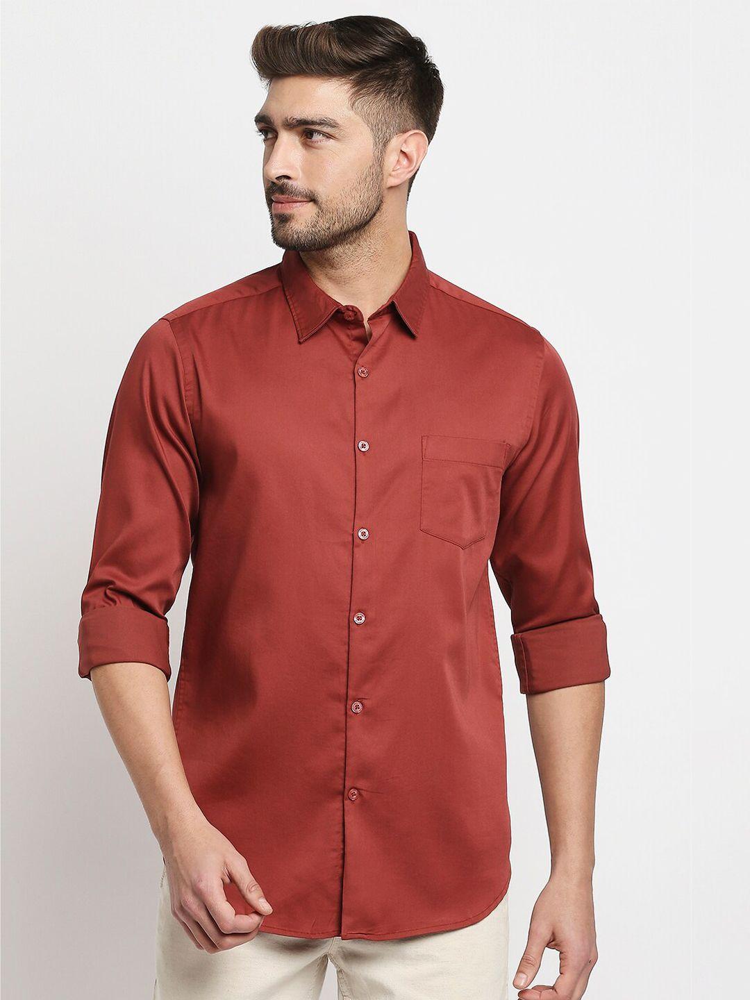 valen club men maroon slim fit casual shirt