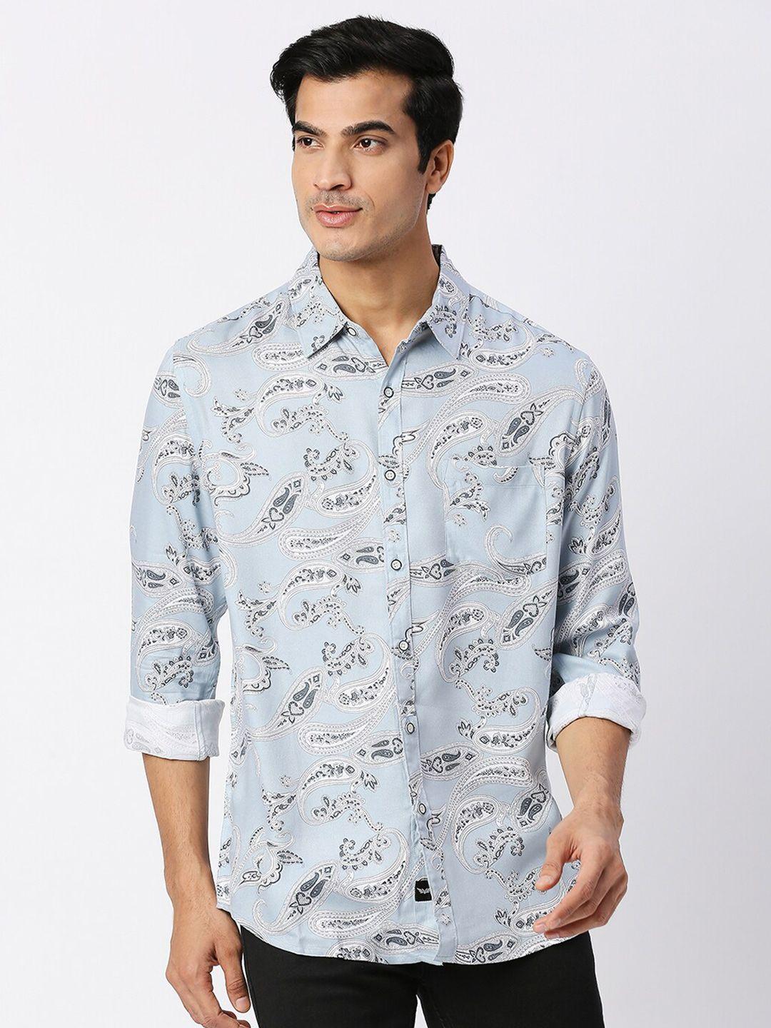 valen club ethnic motifs printed slim fit casual shirt