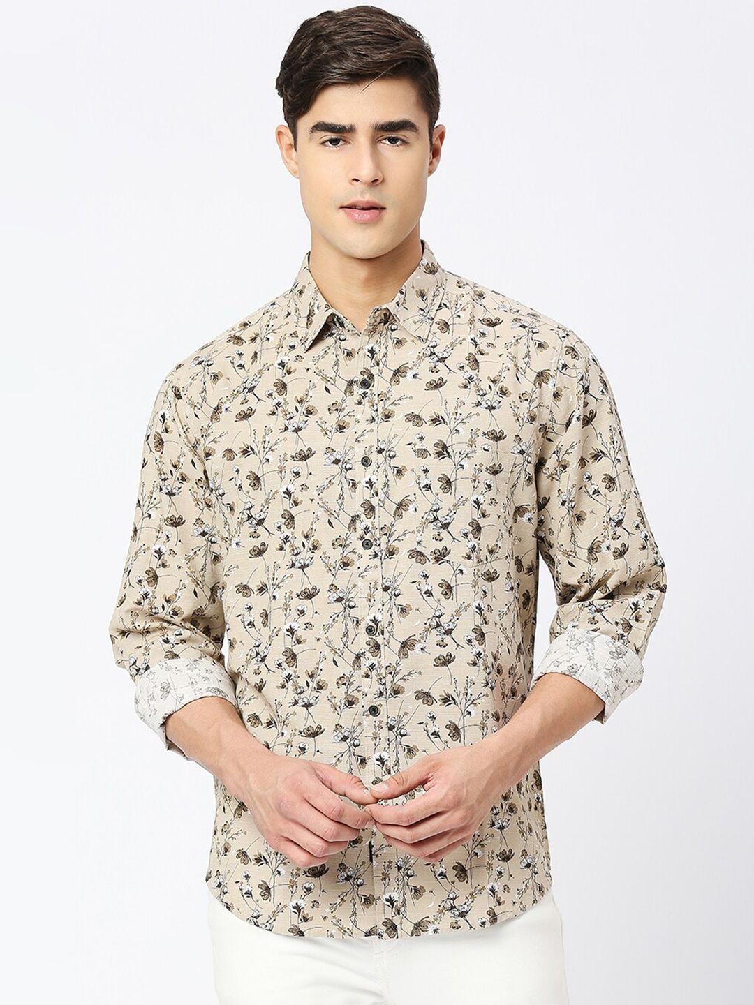 valen club slim fit floral printed pure cotton casual shirt