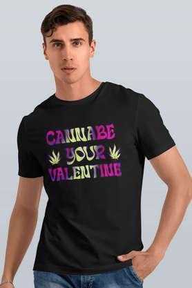 valentine cannabe round neck mens t-shirt - black