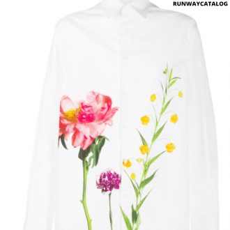 valentino floral print detail cotton shirt