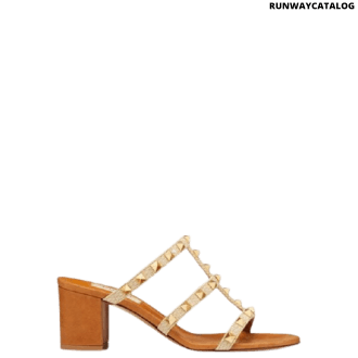 valentino rockstud raffia slide sandal