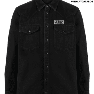 valentino vltn patch denim shirt