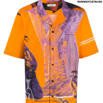 valentino yellow city button-up shirt