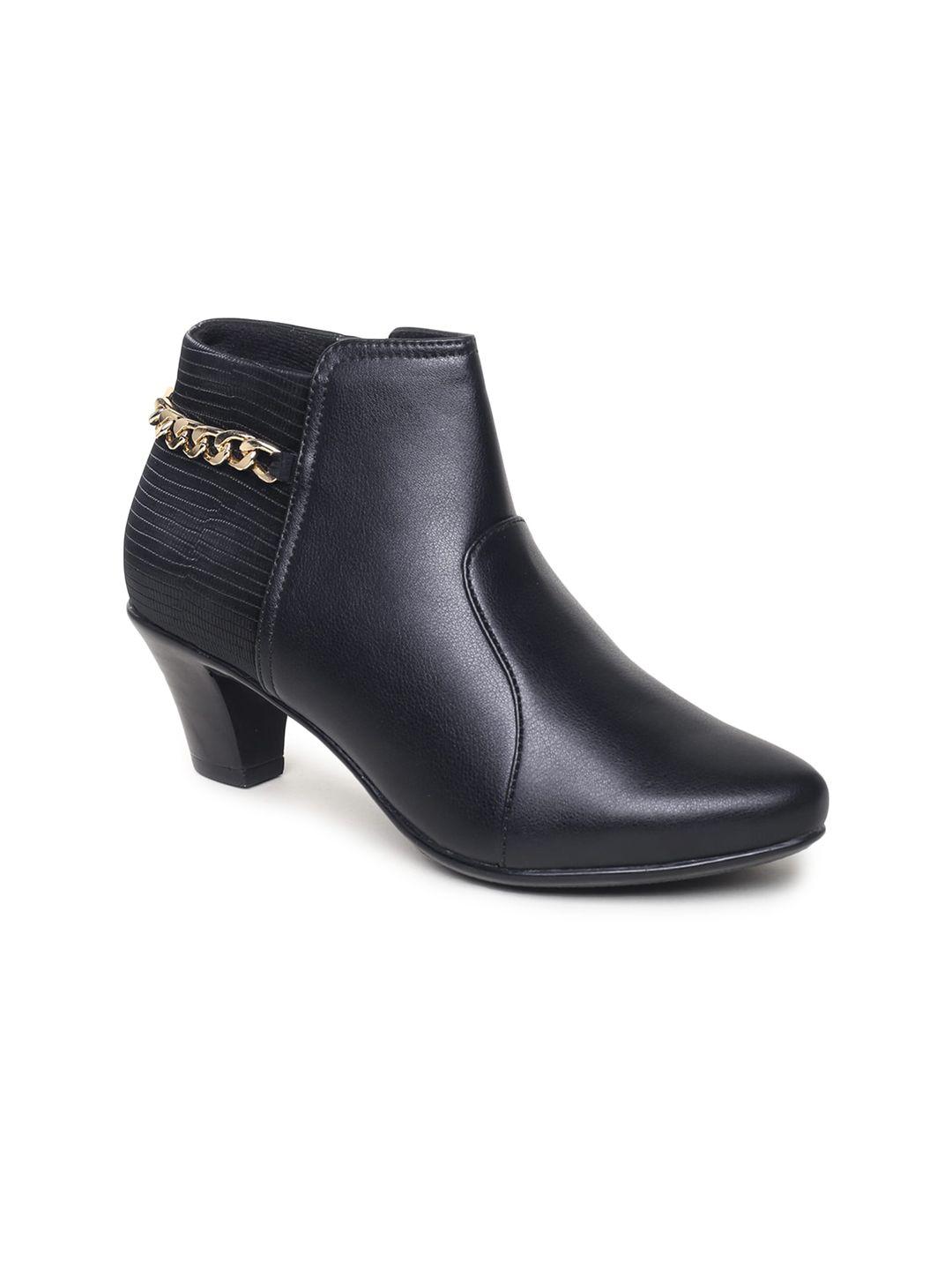 valiosaa women black solid heeled boots