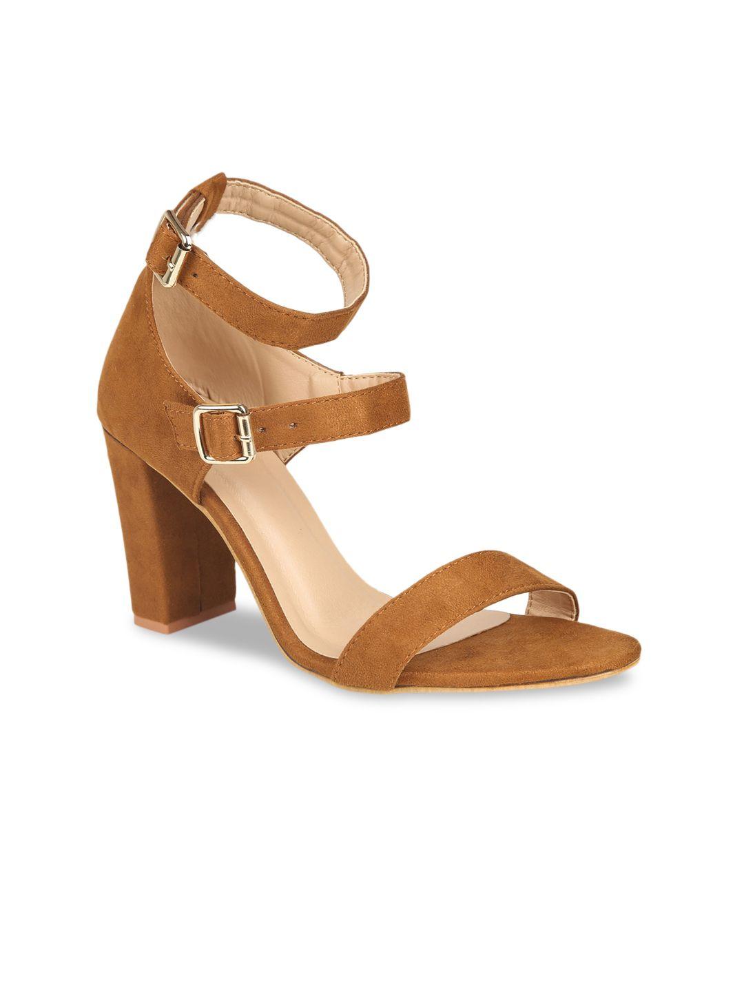 valiosaa brown suede block heels