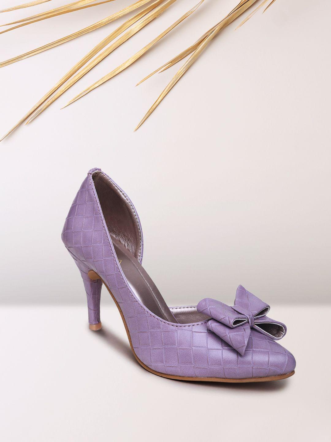 valiosaa purple textured pumps with bows