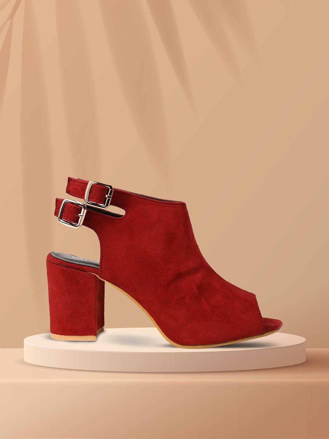 valiosaa red suede block mules with buckles