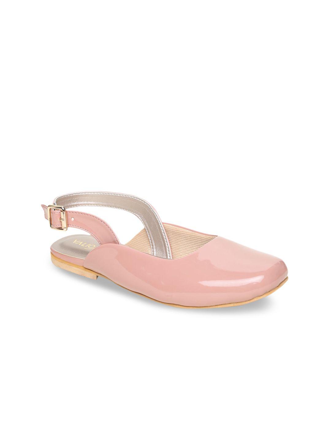 valiosaa women pink solid synthetic patent mules