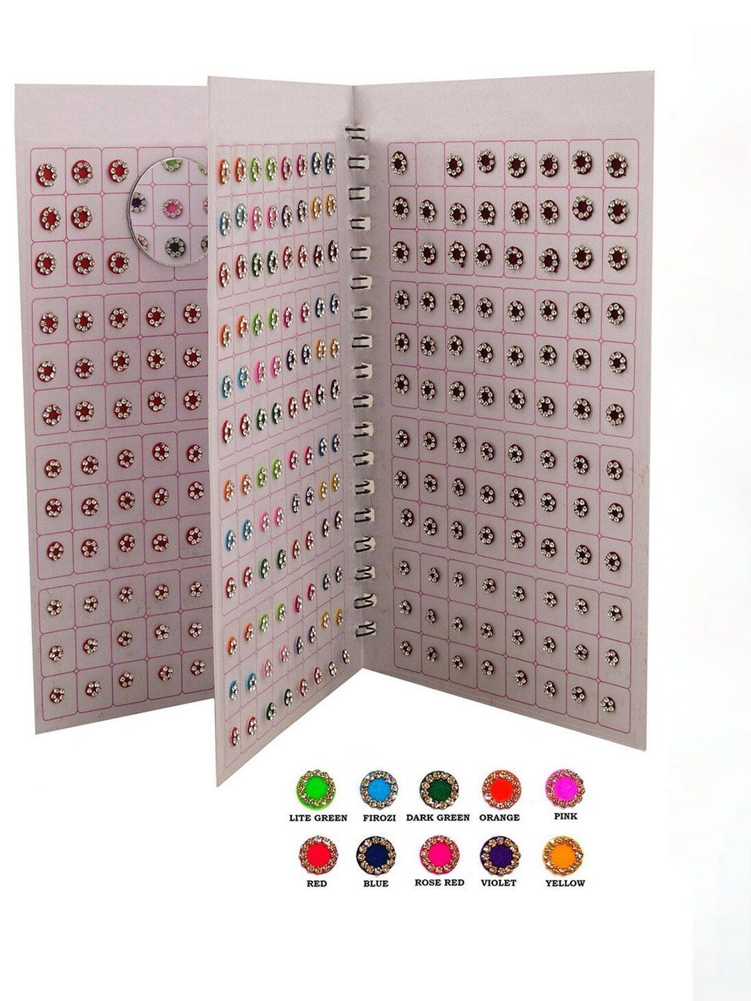 vama premium velvet kumkum sticker stone-studded bindi booklet- multicoloured