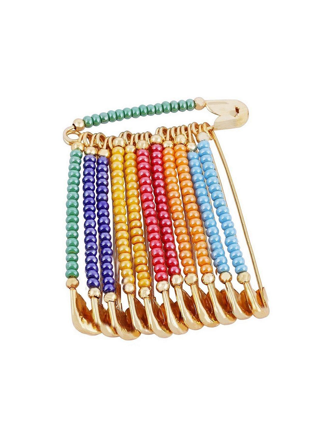 vama set of 12 artificial beads studded saree pins