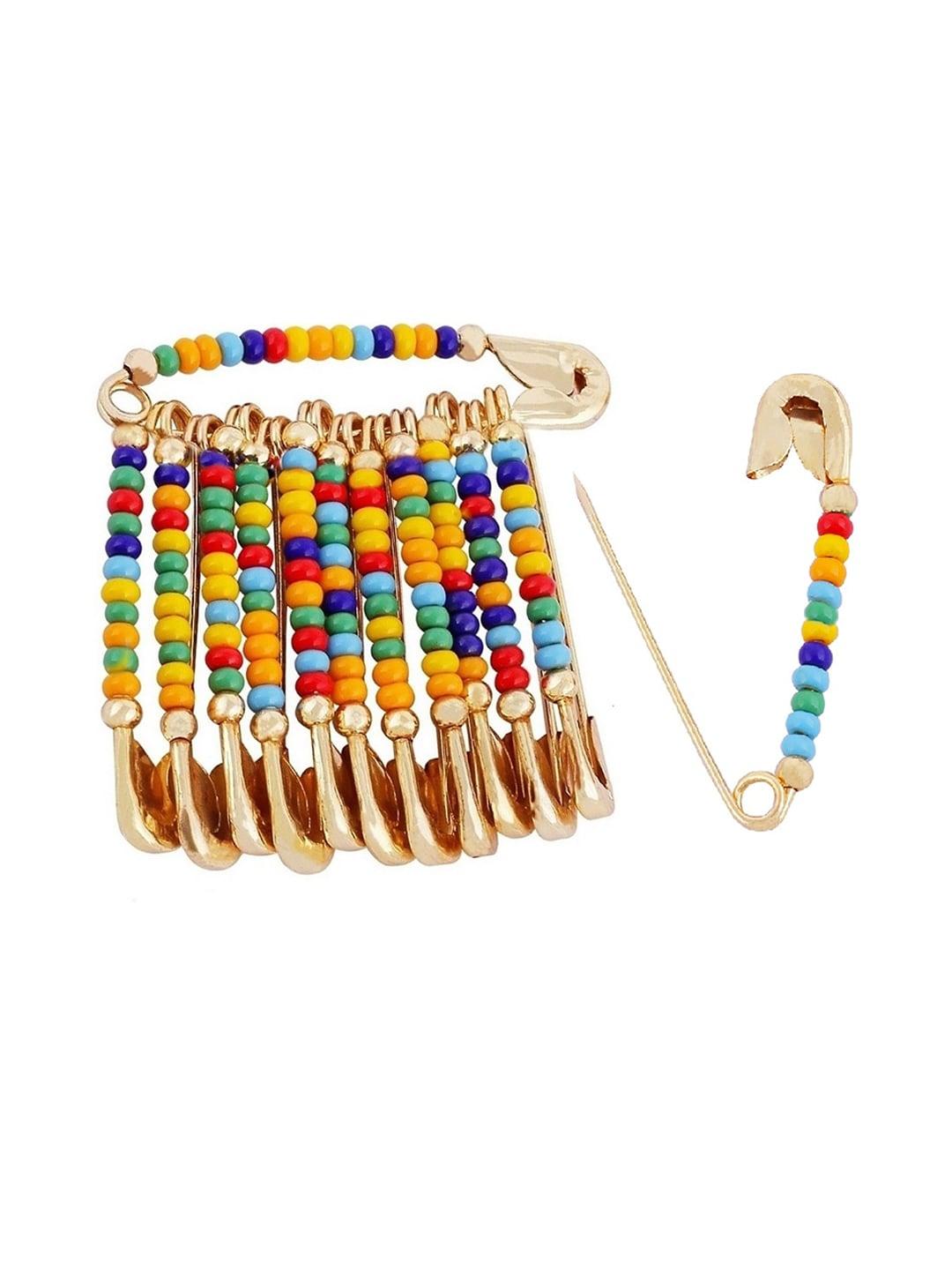 vama set of 12 artificial beads studded saree pins