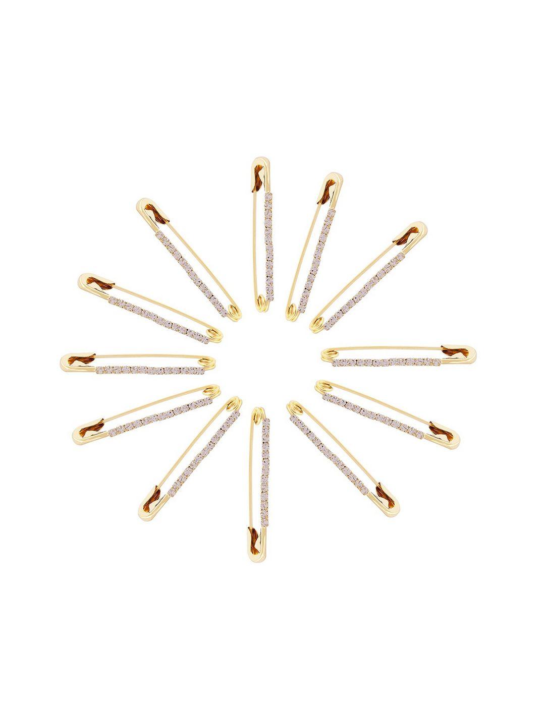 vama set of 12 rhinestone studded safety saree pins