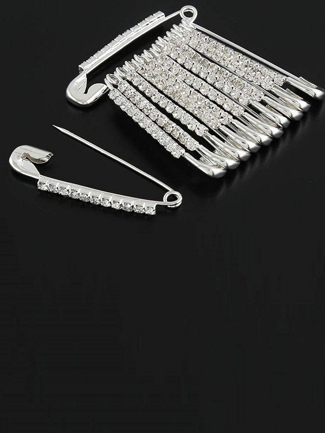 vama set of 12 stone studded safety pins