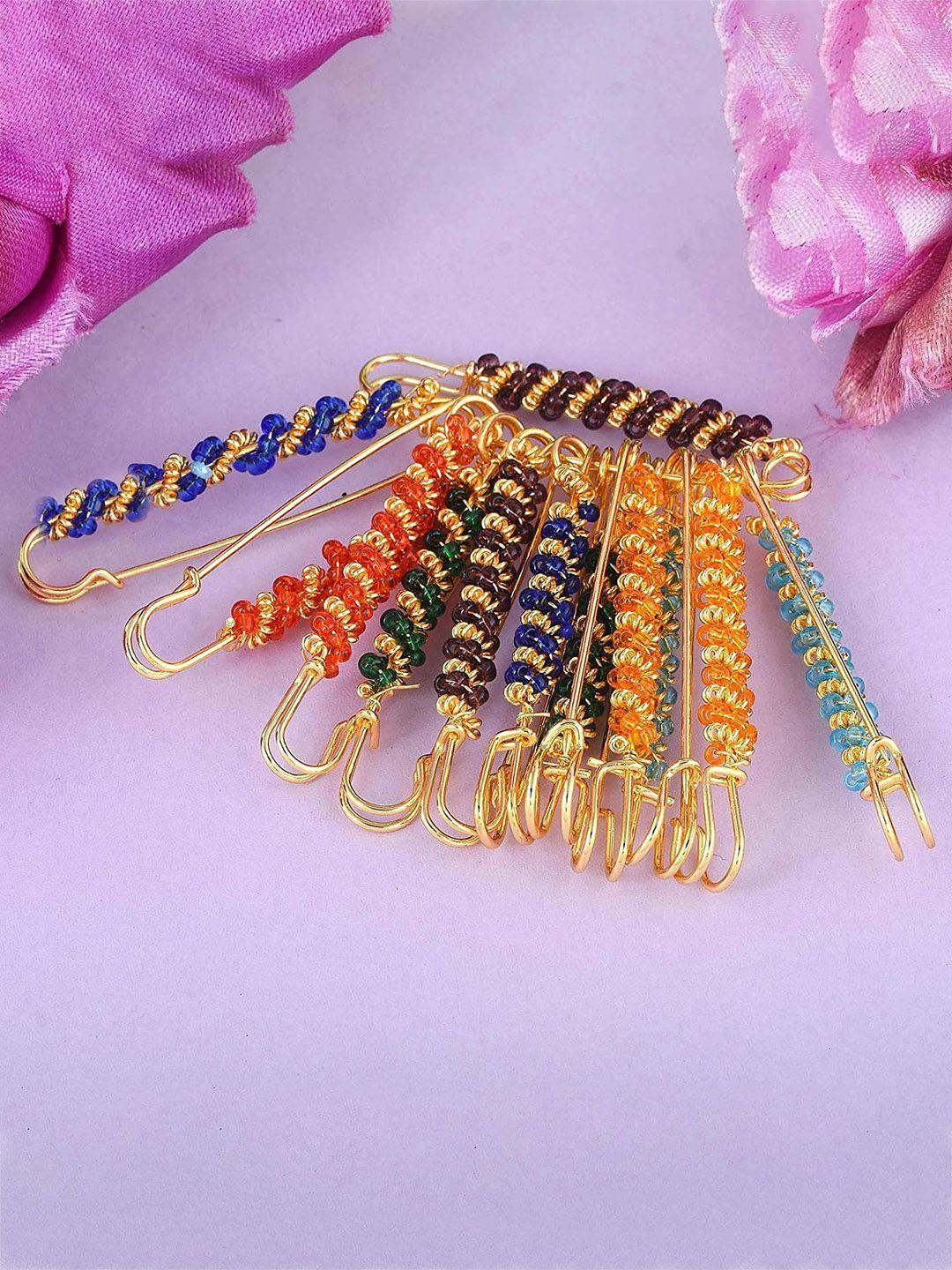vama women multicoloured beads saree brooch