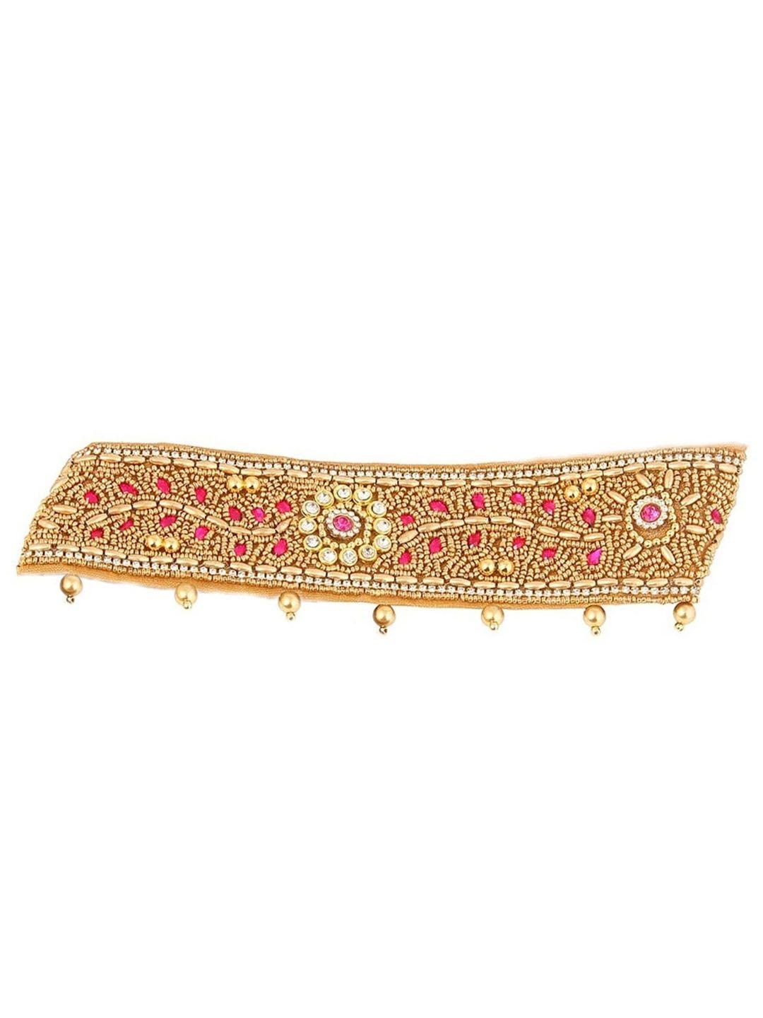 vama women pink saree belt