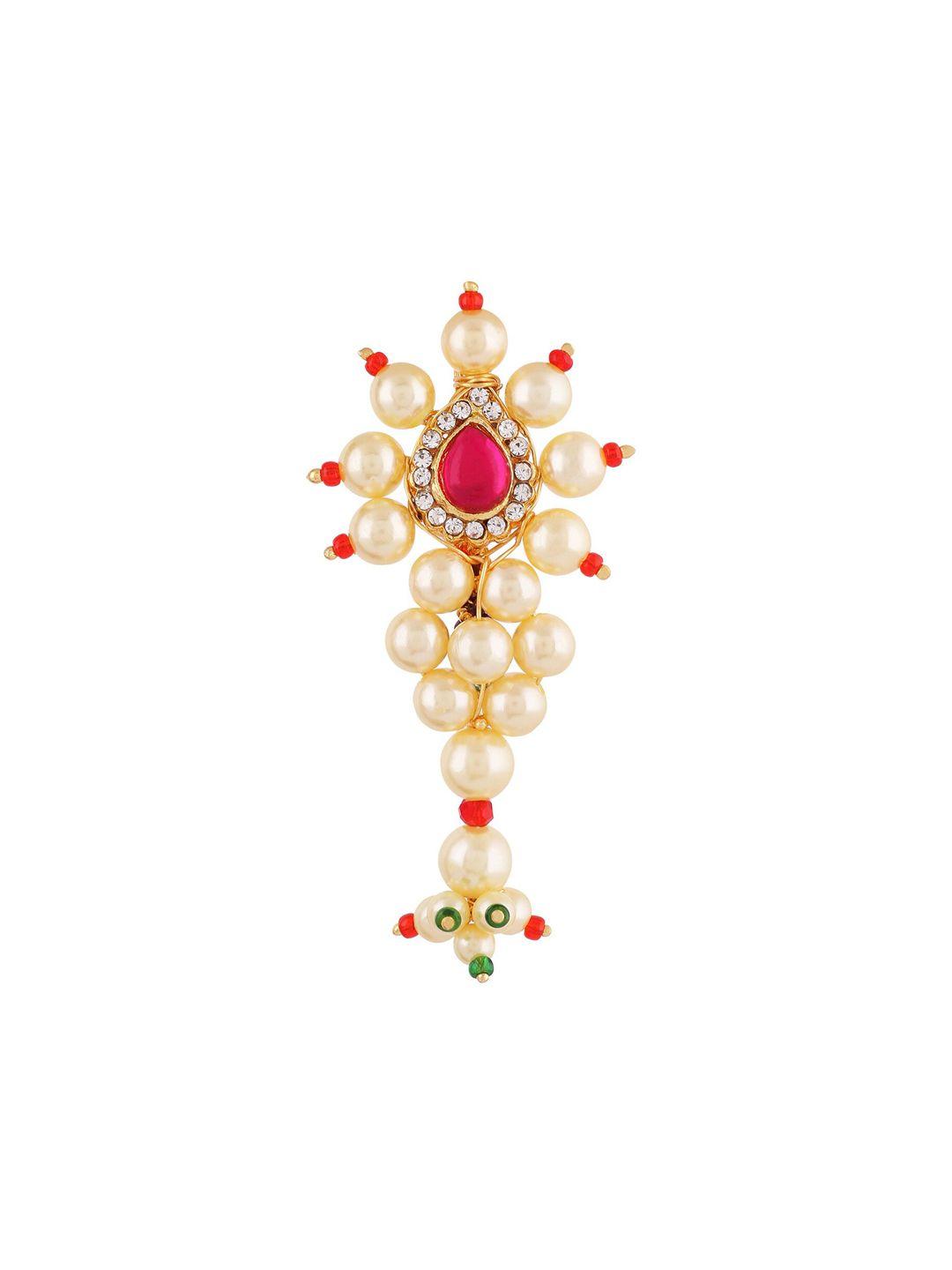 vama women stone-studded nath design saree brooch