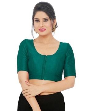 vamas women's mulbury silk padded front-open elbow sleeves saree blouse