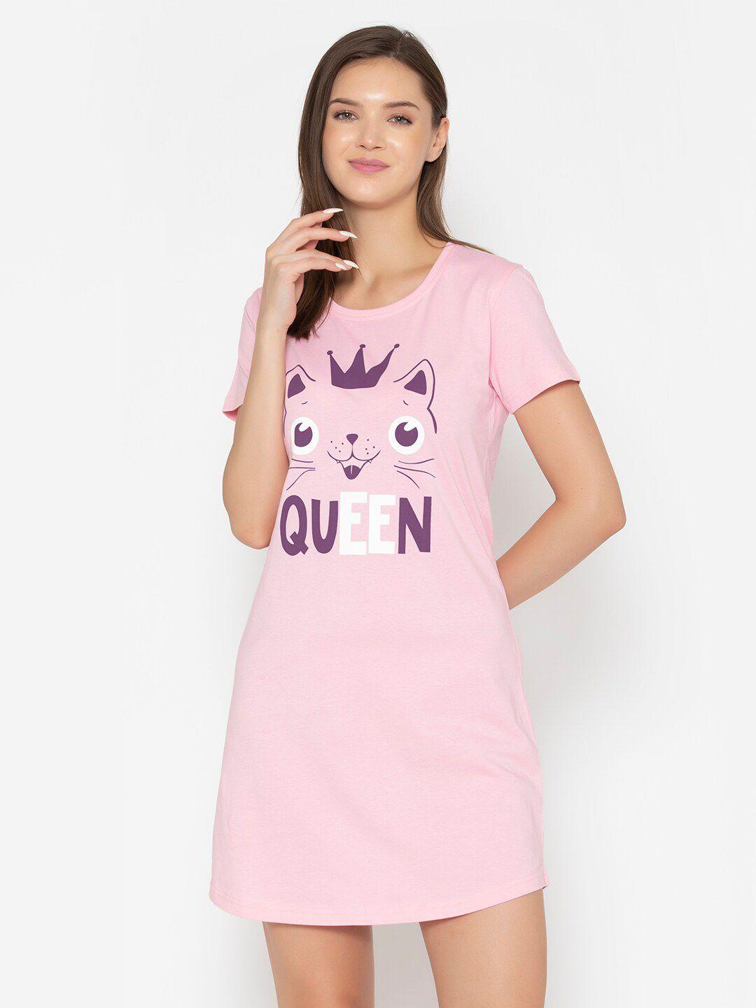 vami pink & white printed t-shirt nightdress