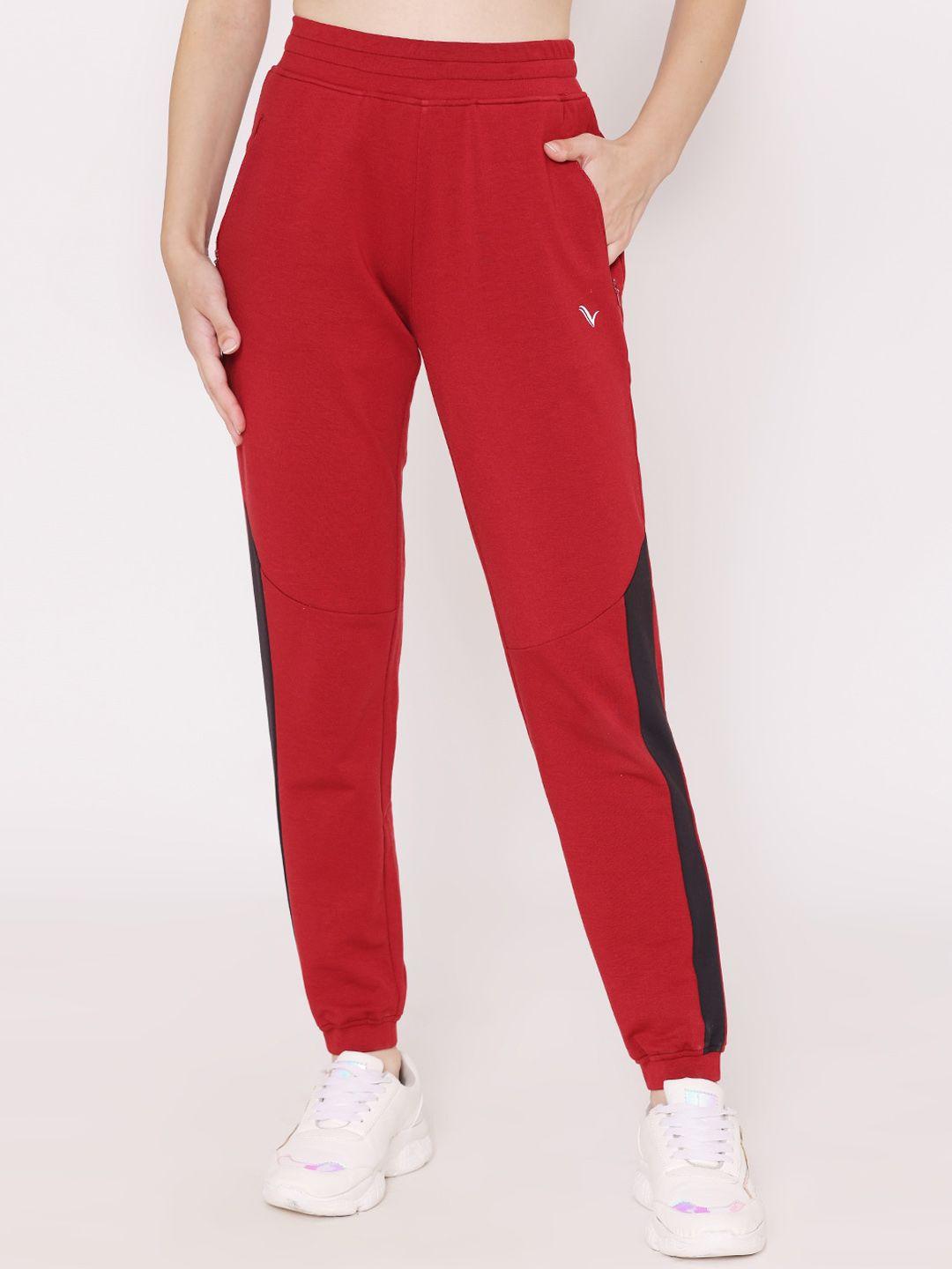 vami women red solid joggers