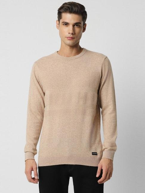 van heusen beige cotton regular fit sweater