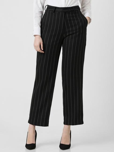van heusen black striped formal pants