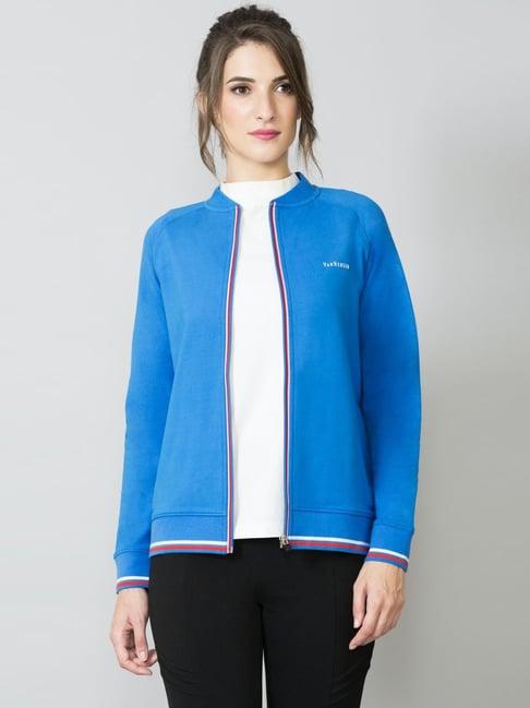 van heusen blue cotton regular fit jacket