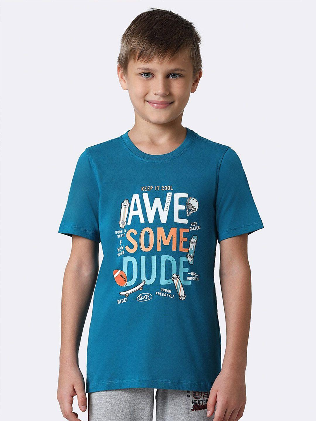 van heusen boys typography printed pure cotton t-shirt
