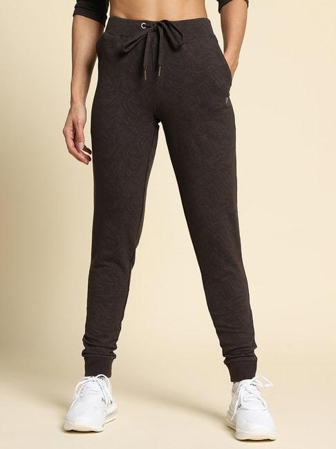 van heusen brown cotton printed mid rise sports joggers