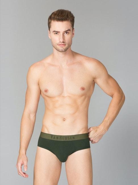 van heusen colour fresh breathable solid air series briefs - olive forest
