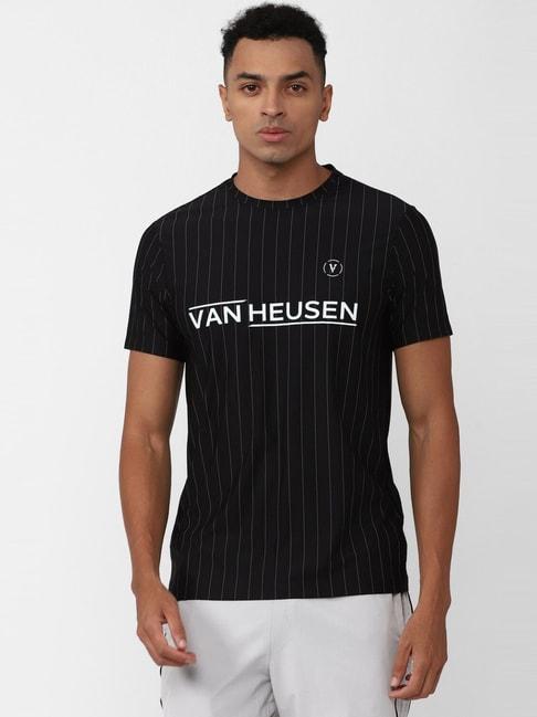 van heusen flex black  slim fit striped t-shirt