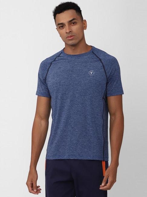 van heusen flex blue slim fit self pattern t-shirt