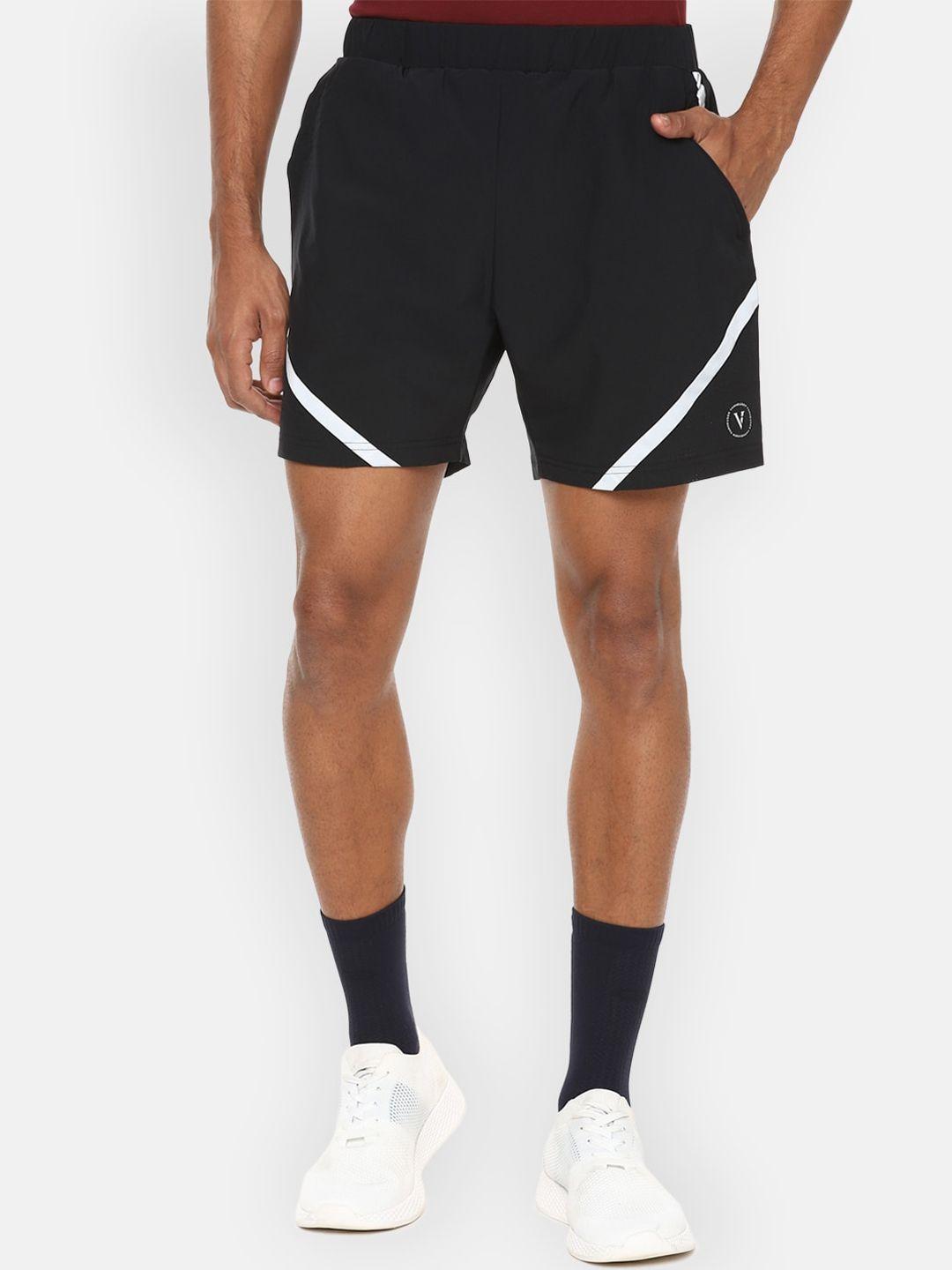 van heusen flex men black colourblocked sports shorts
