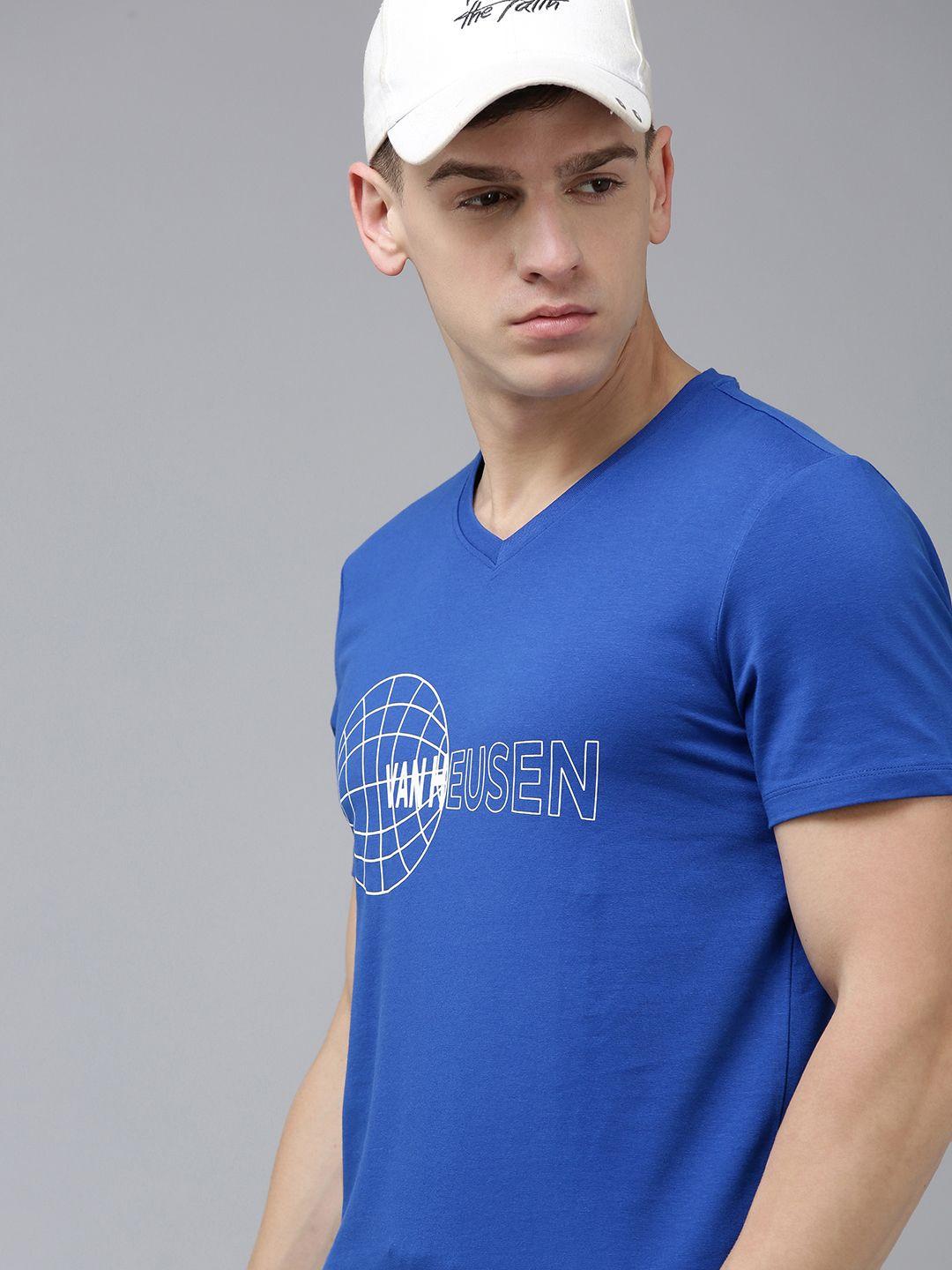 van heusen flex men brand logo printed v-neck t-shirt