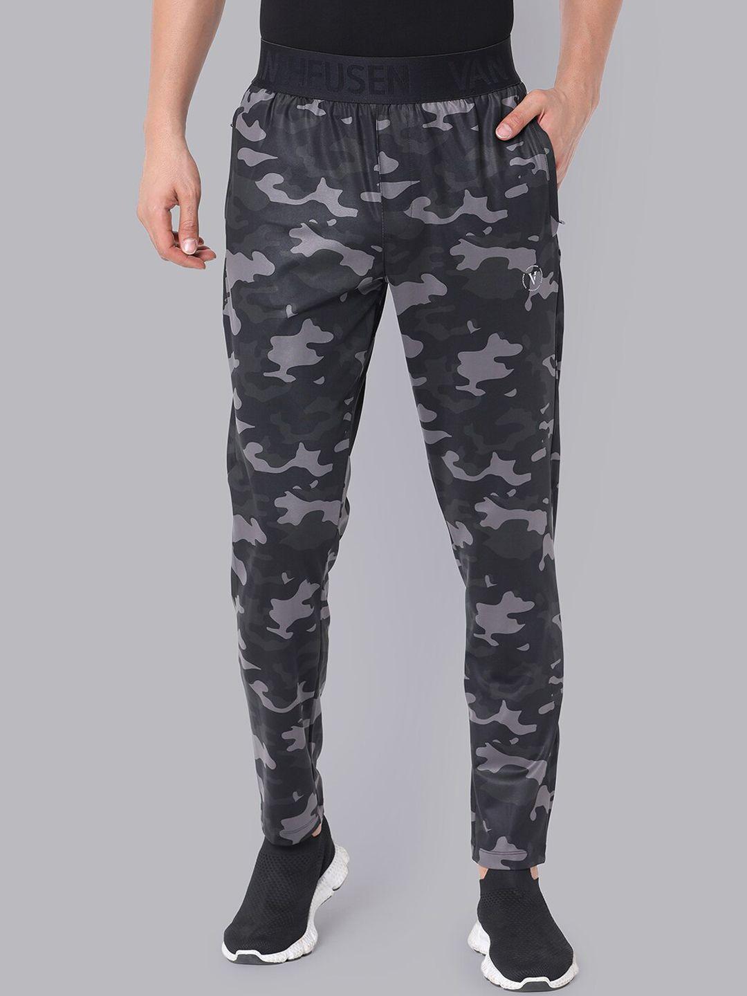 van heusen flex men camouflage printed slim-fit mid-rise track pants