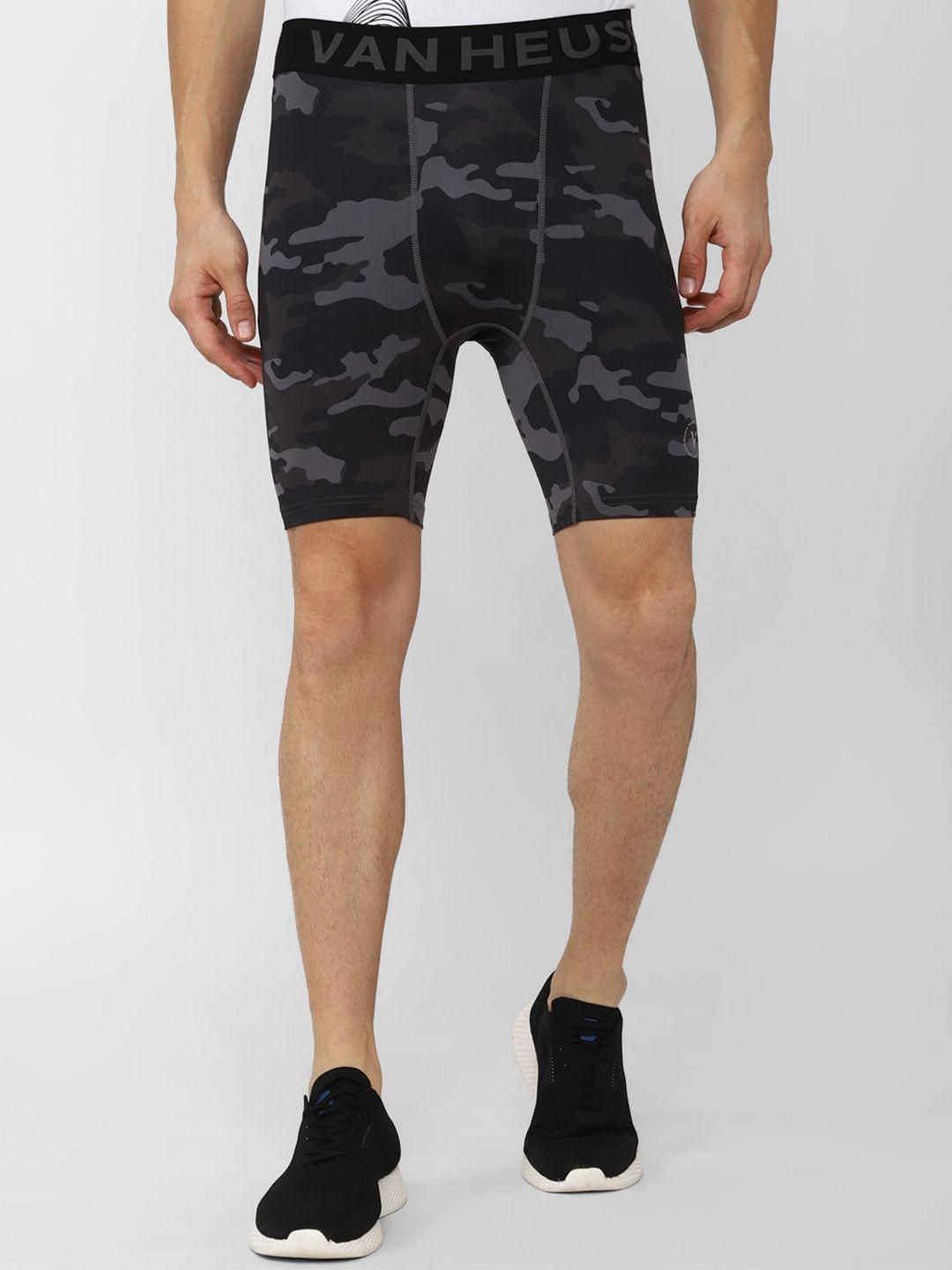 van heusen flex men grey camouflage printed shorts