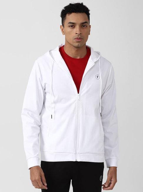 van heusen flex white cotton regular fit hooded jacket