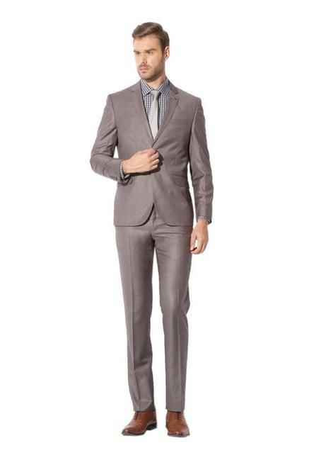 van heusen grey textured two piece suit