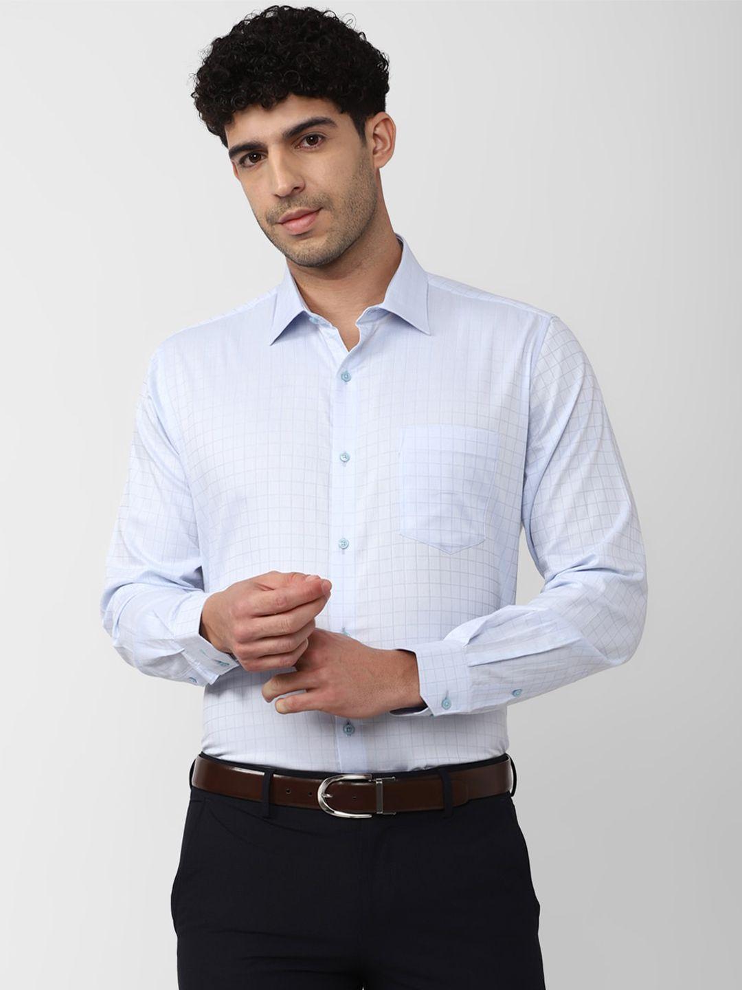 van heusen grid tattersall checked pure cotton formal shirt