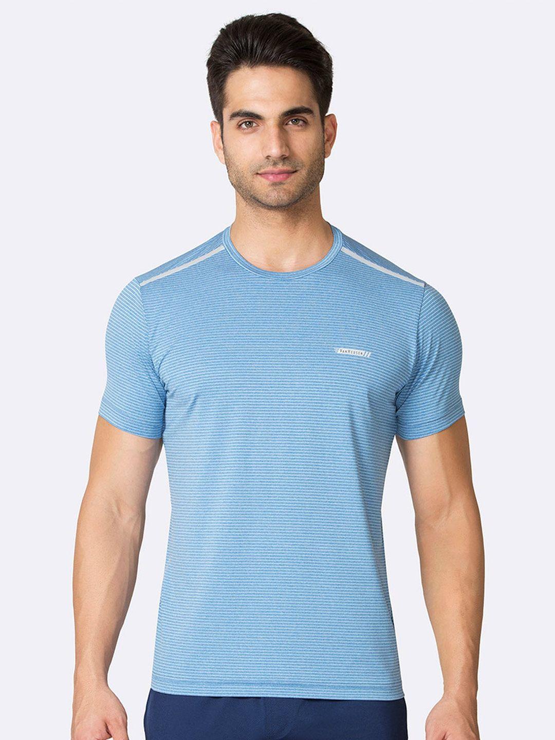 van heusen horizontal striped round neck slim fit t-shirt