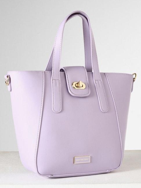van heusen lilac pu solid tote handbag