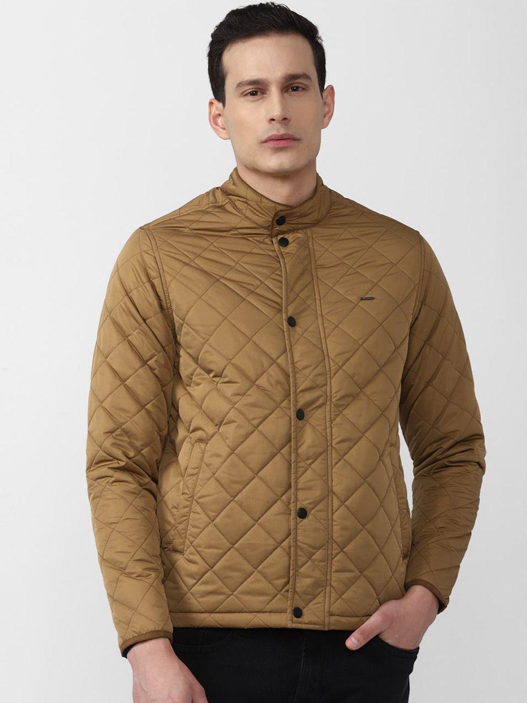 van heusen men brown solid quilted jacket
