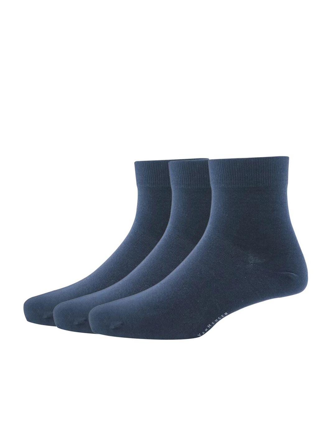 van heusen men pack of 3 navy blue solid above ankle-length socks