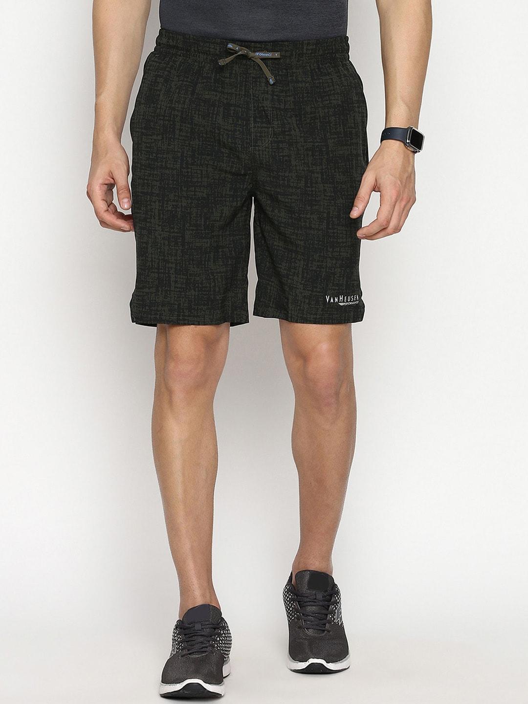 van heusen men printed mid-rise regular fit sports shorts