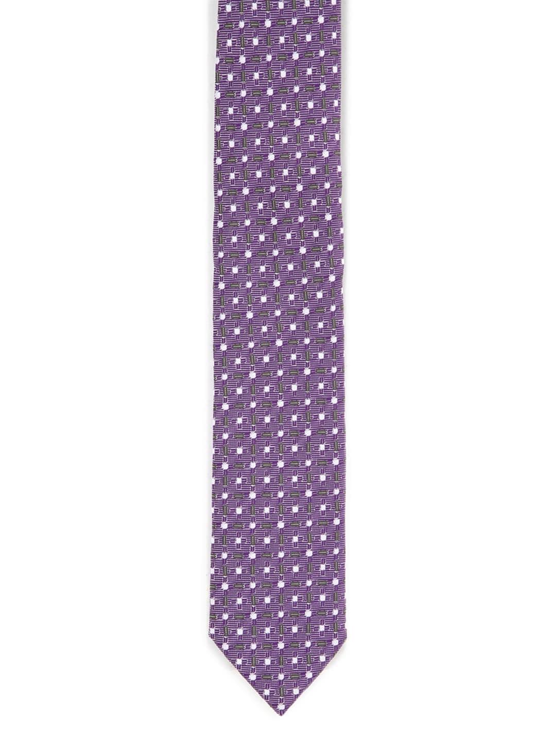van heusen men purple & white printed broad tie