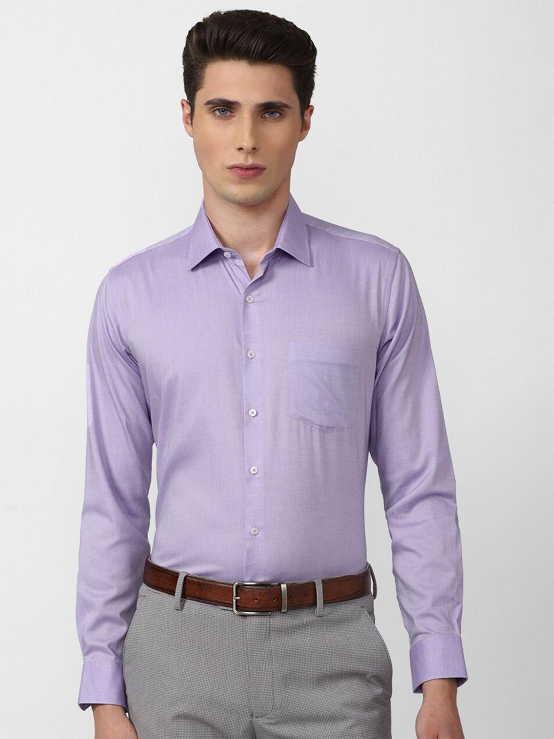 van heusen men purple solid slim fit pure cotton formal shirt